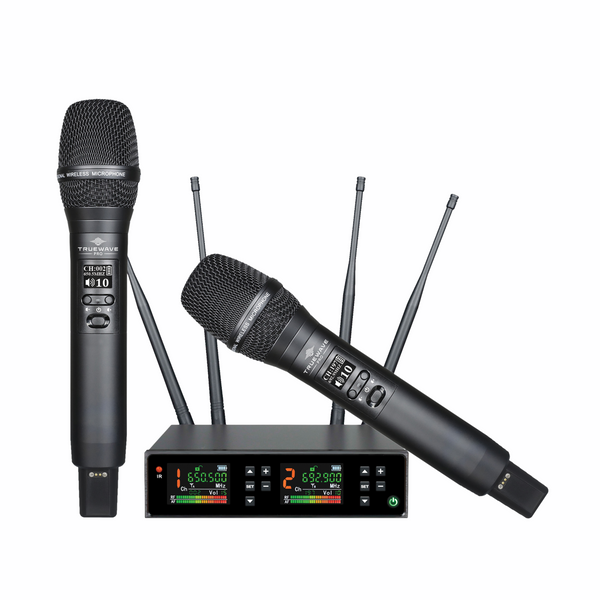 TrueWave Pro AIR-B2 Wireless Microphone System, 2 Rechargeable UHF Mics