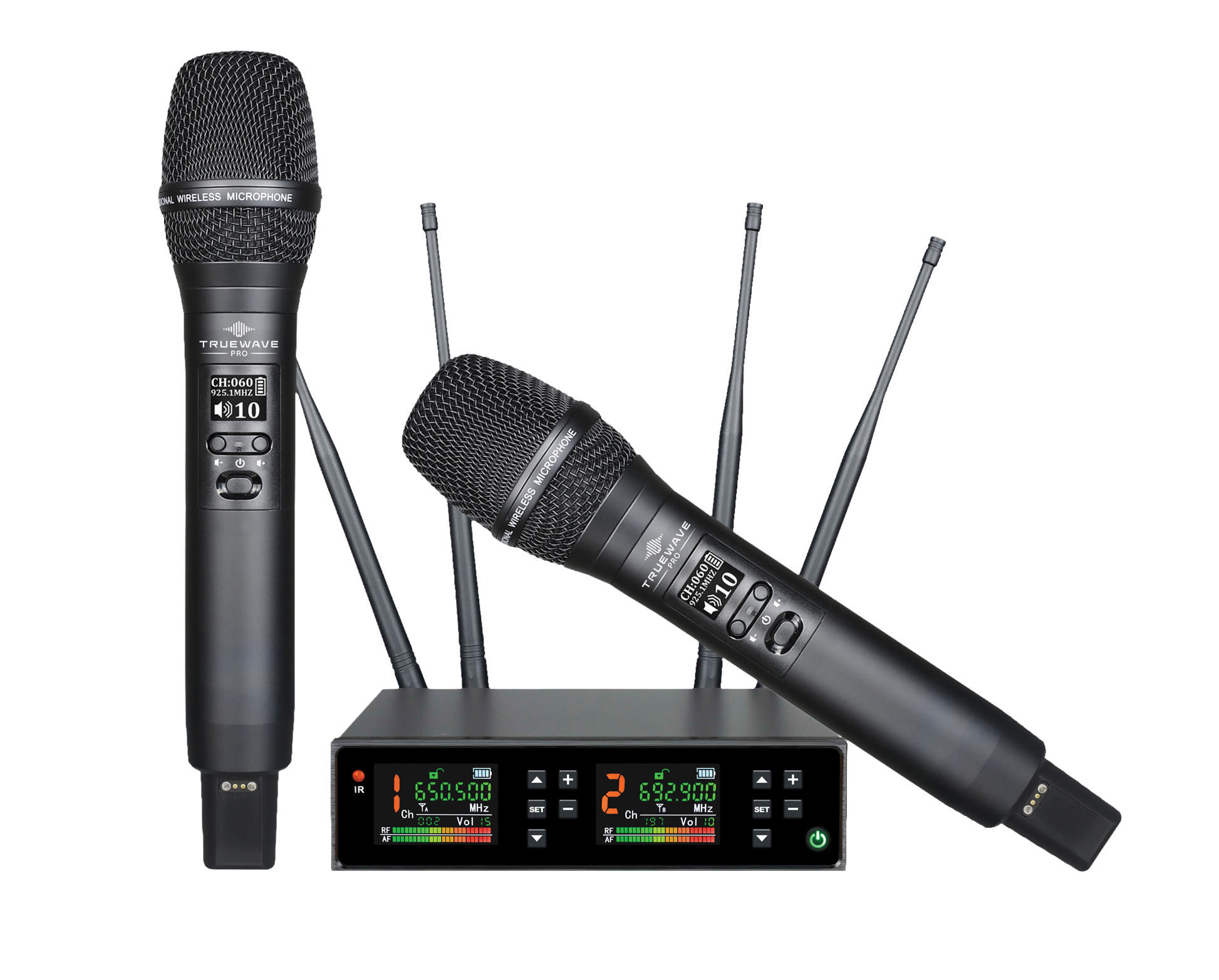 AIR-B2 2 Channel UHF Wireless Microphone System with Rechargeable Handheld Mics - TRUEWAVE PRO, Microphones, TRUEWAVE PRO at MSMAV