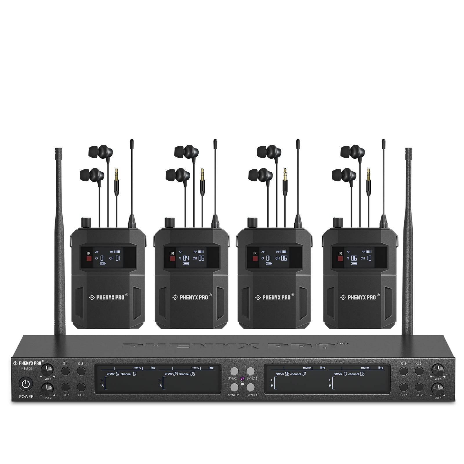 PTM-33-4B | UHF Mono Wireless In-Ear Monitor System w/ 4 Loop Outputs - MSM AV - MSMAV