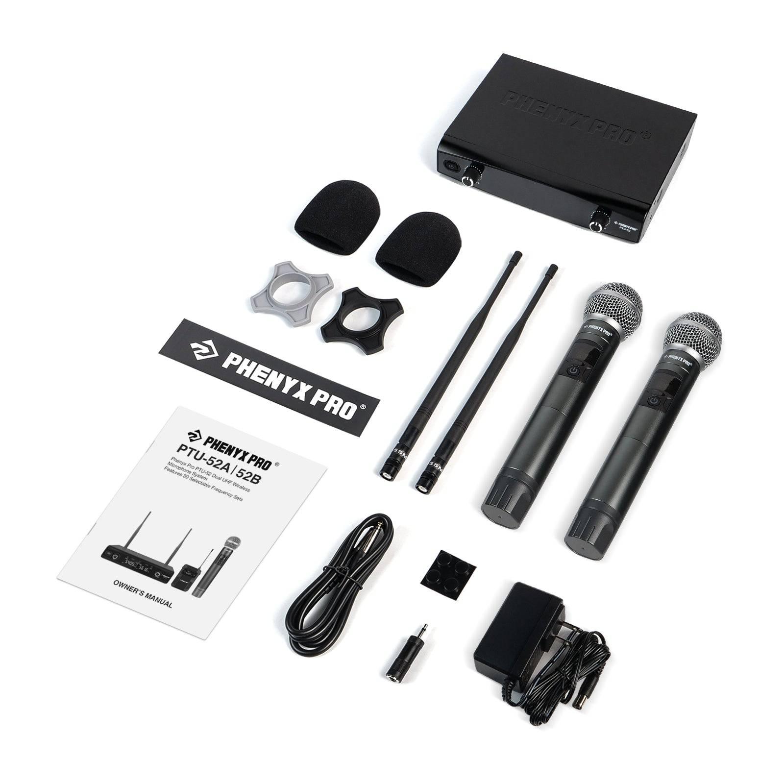 PTU-52-2H | Dual Wireless Microphone System w/ Frequency Hopping