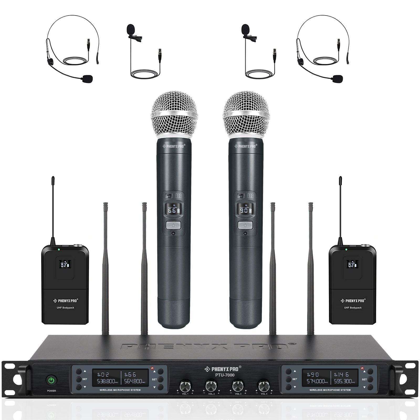PTU-7000-2H2B | Quad UHF Wireless Microphone System w/ Auto-Scan - MSM AV - MSMAV